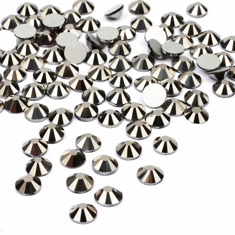 Jet Black Гематит 3D дизайн ногтей без горячей фиксации Кристалл Стразы для