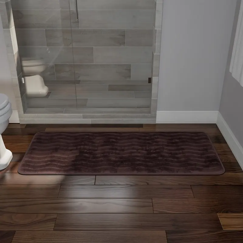 

Microfiber Memory Foam Bathroom Mat with Wave Pattern (Chocolate)