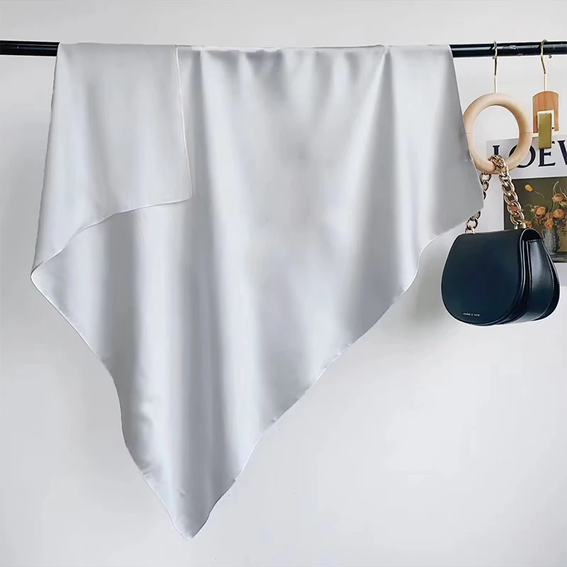 Женский шарф для волос однотонный платок на голову квадратный 90*90 шелковая