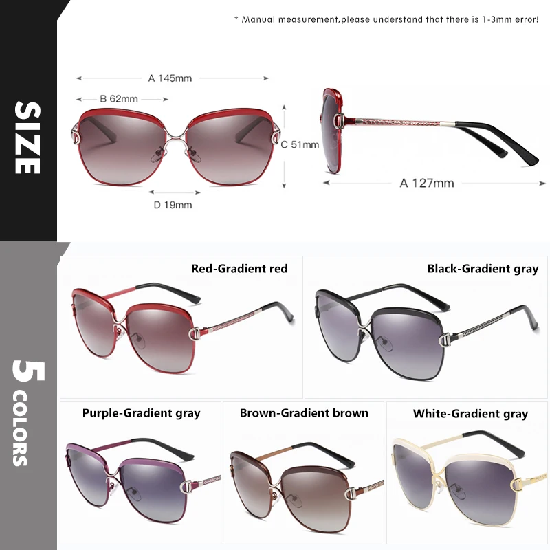 LIOUMO Fashion Sunglasses For Women Polarized Sun Glasses Luxury Brand Designer Shopping Eyewear Gradient Brown dames zonnebril