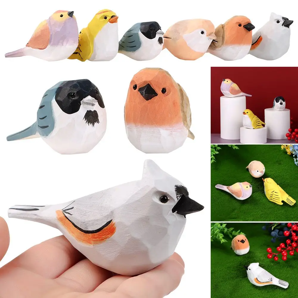 

Ornament Art Craft Miniature Animals Bird Statue Ornaments Decorative Carved Wood Decorative Figurine Bird Figurine