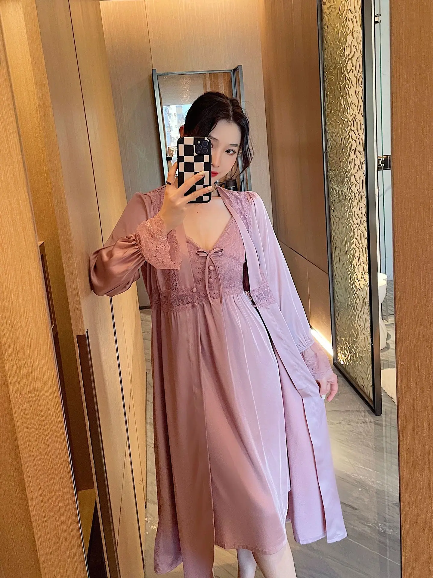 Fdfklak Leisure Thin Bride Dressing Gown Spring New Comfort Korean Female Night Gown Robe Lingerie Sleep Wear For Women