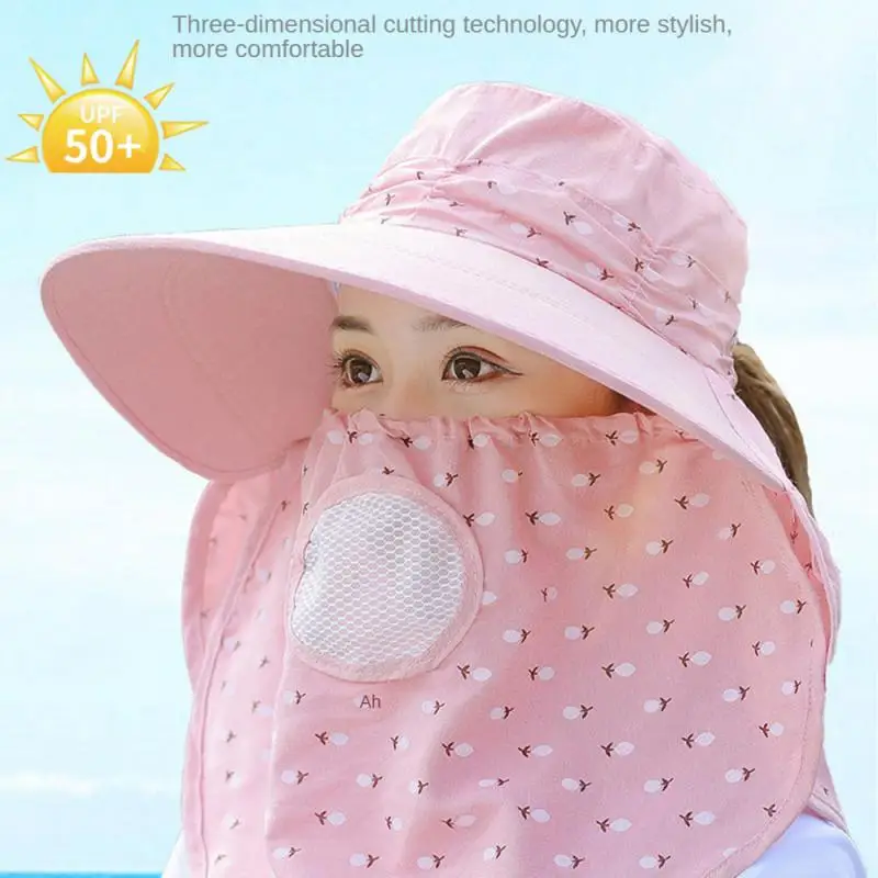 

Wicking Sweat Dust Mask Wide Brim Multi-directional Sunscreen Shawl Neck Cap Thoughtful Design Comfortable To Touch Summer