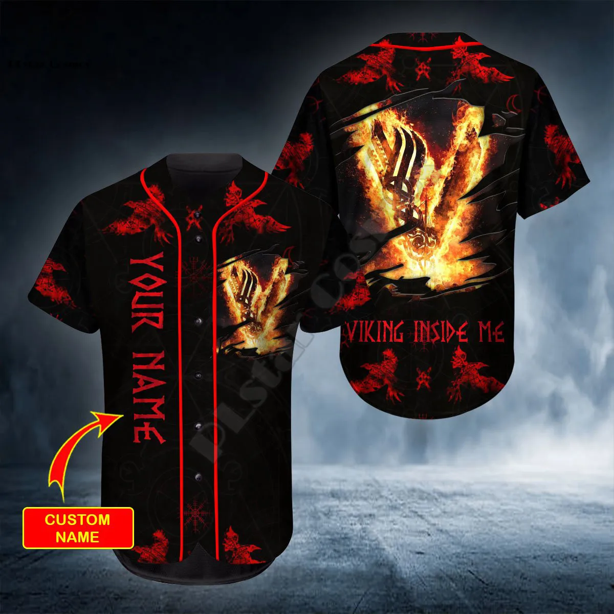 Viking Inside Me Baseball Jersey Shirt Baseball Shirt 3D All Over Printed Shirts hip hop Tops Love Skull Gift