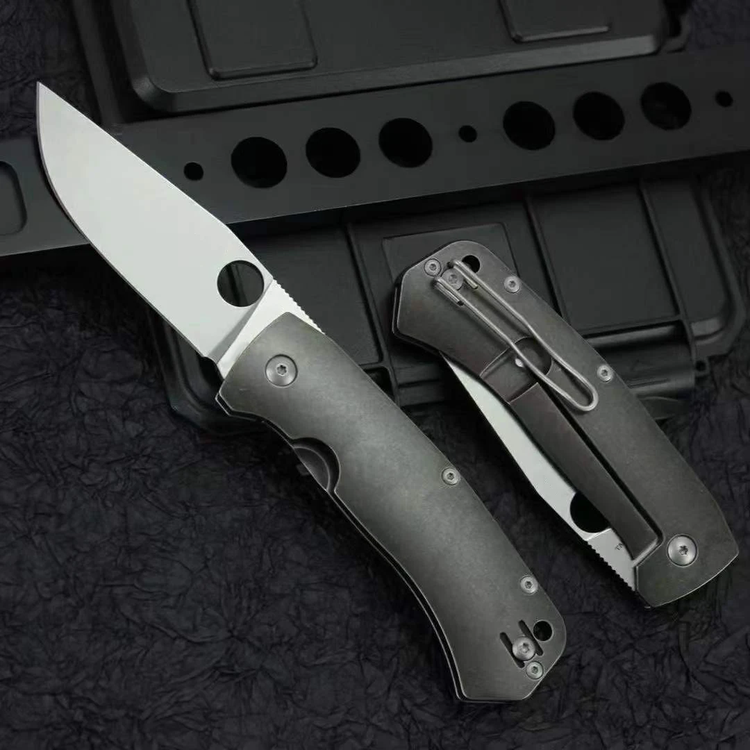 

New Titanium Alloys Handle D2 Blade C186 High Quality Hardness Folding Knife Saber Outdoor Safety Pocket Knives EDC Tool