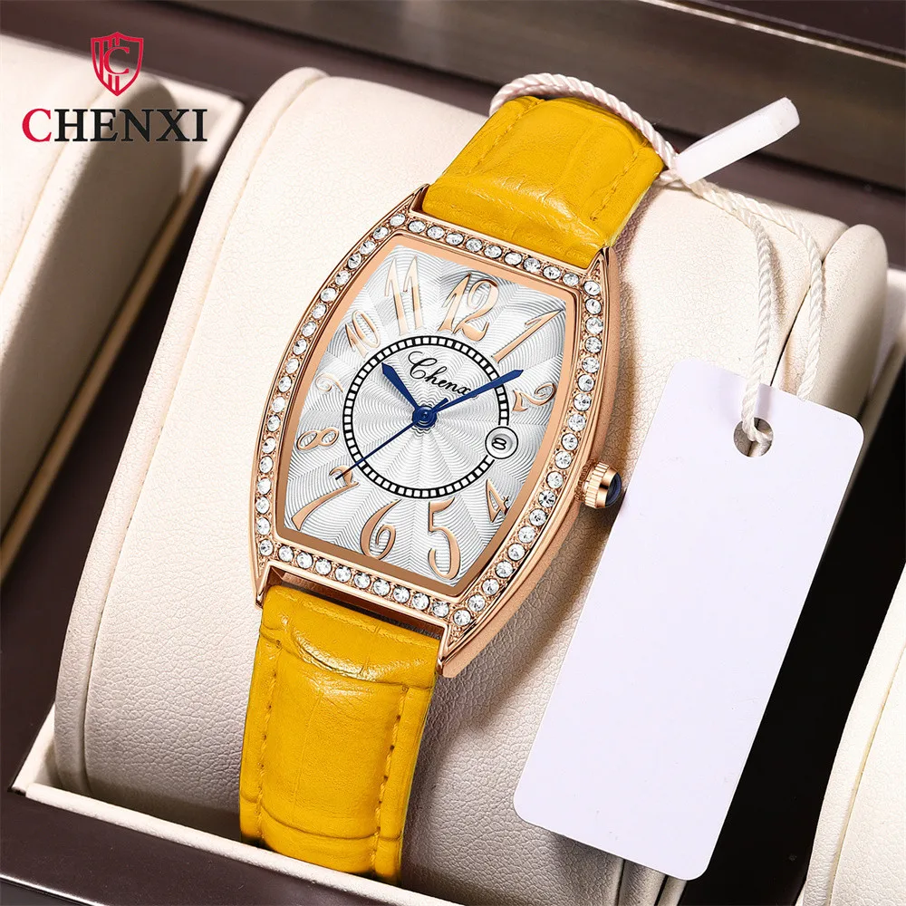 New Watch For Women Luxury Fashion Irregular Dial Yellow Leather Rose Gold Quartz Women Watches Ladies