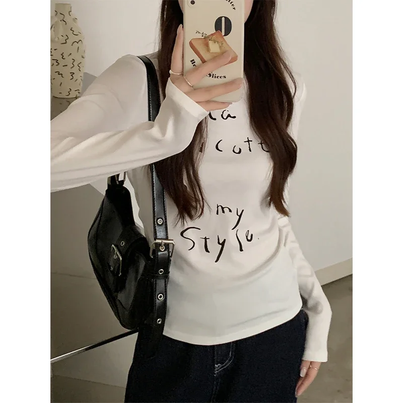 Осень-зима новые женские топы с длинными рукавами креативный буквенный принт