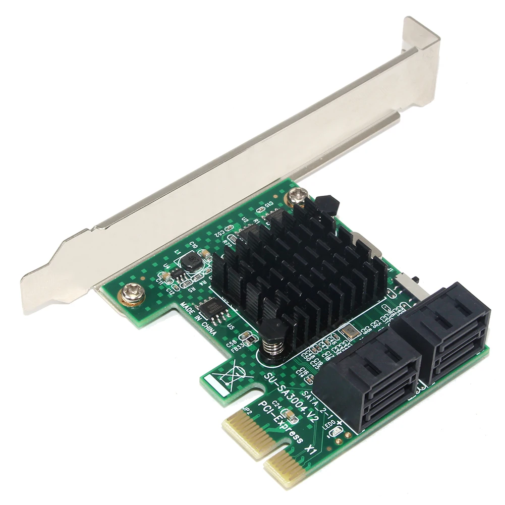 

PCIE to 4 Ports SATA 3.0 III 6Gbps Expansion Adapter PCI-e PCI Express x1 Controller Board Expansion Card Support for X1/X4/X8/X