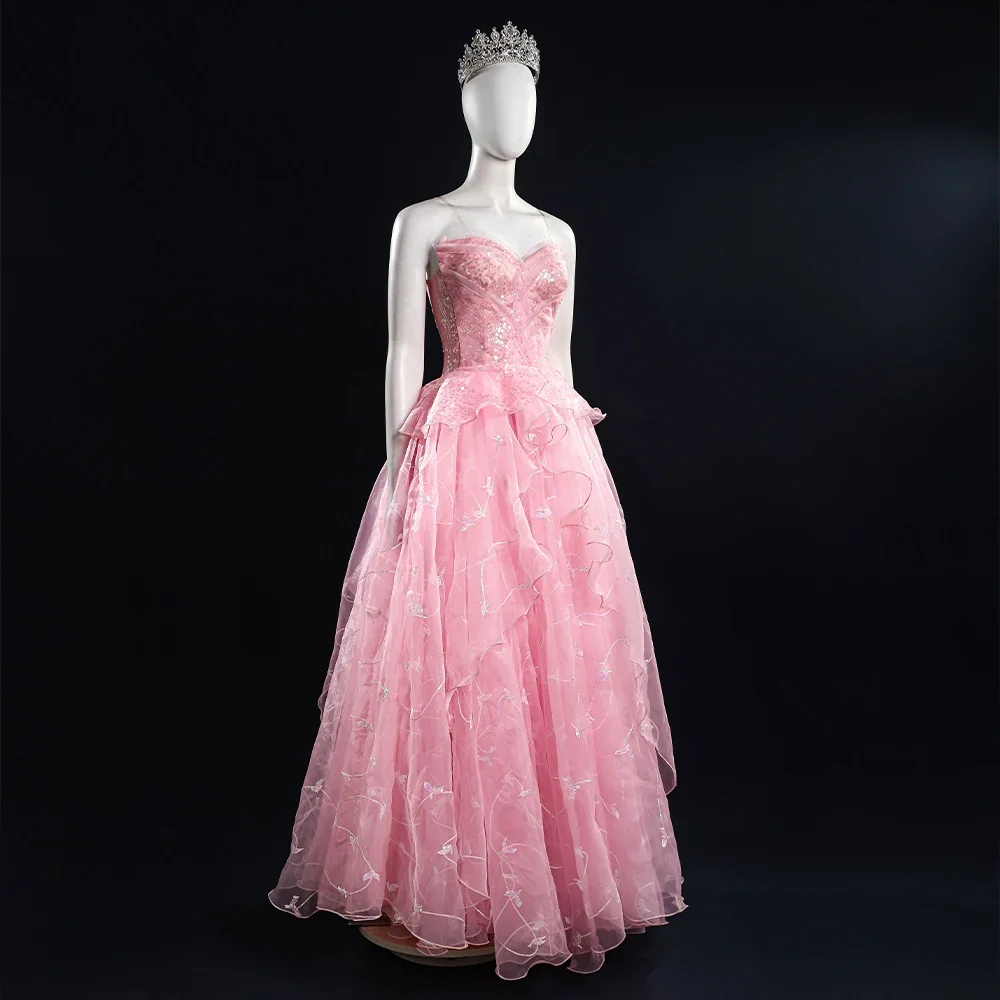 Glinda Wicked Косплей Костюм Маскировка Взрослых Женщин Розовое Платье Halo Ролевая Игра