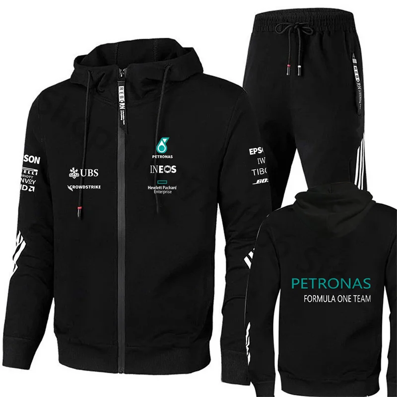 

2023 Formula One Petronas Team Hamilton/Russell Fans Men/Women Casual Sets Oversized Zipper Shirt Long Sleeve Hoodie+Sport Pants