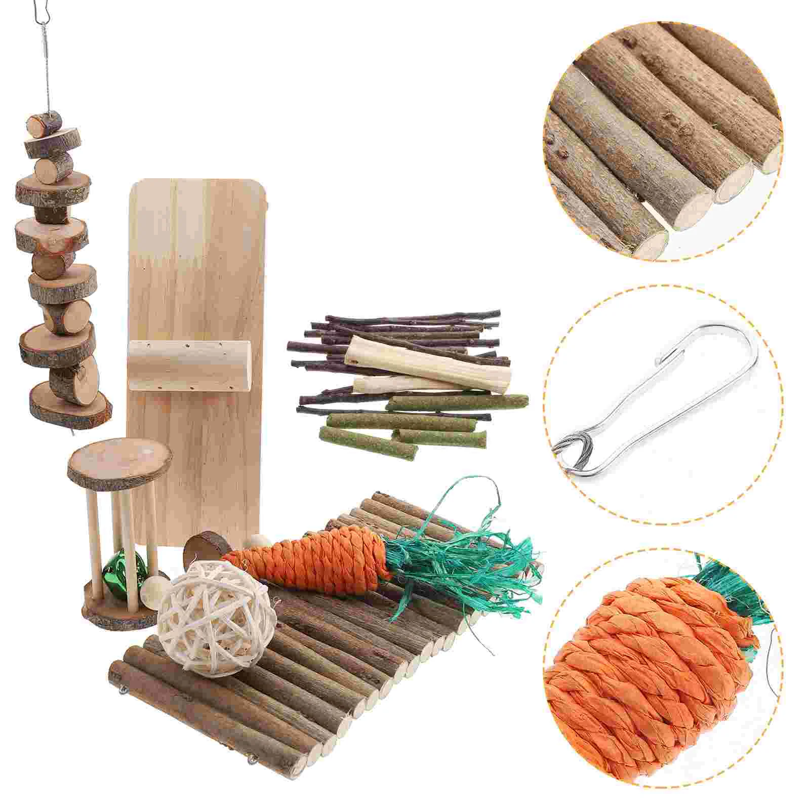 

Rat Toys Cage Guinea Biting Bunny Teeth Care Wooden Accessories Interactive Cat