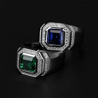 european and american classic mens ring luxury micro set square green male engaent wedding