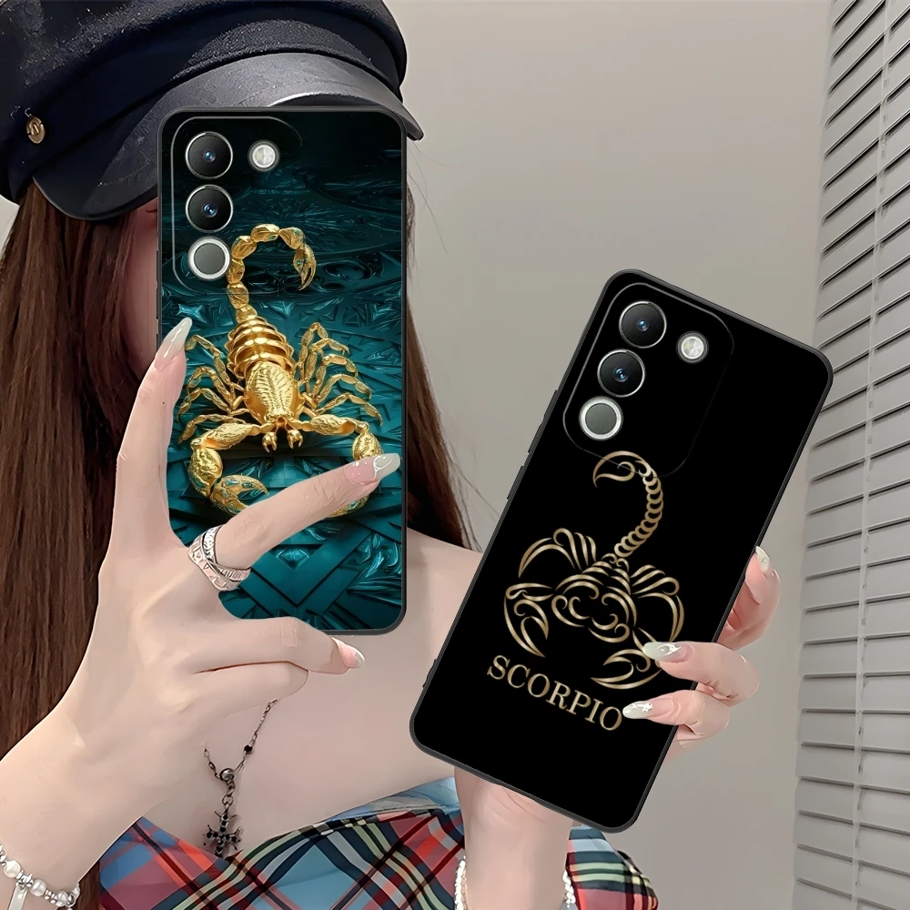Colored Golden Scorpio Mobile Cell Phone Case for VIVO Y95 Y93 Y31 Y20 V19 V17 V15 Pro X60 NEX Black Soft Cover Shell