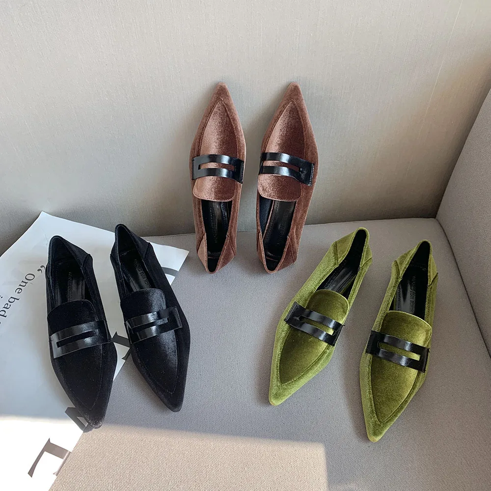 

Pointed Toe Women Pumps Fashion Thin Low Heels Black Green Brown Shallow Slip On Autumn Spring Work Shoes Fashion Pumps Size 39