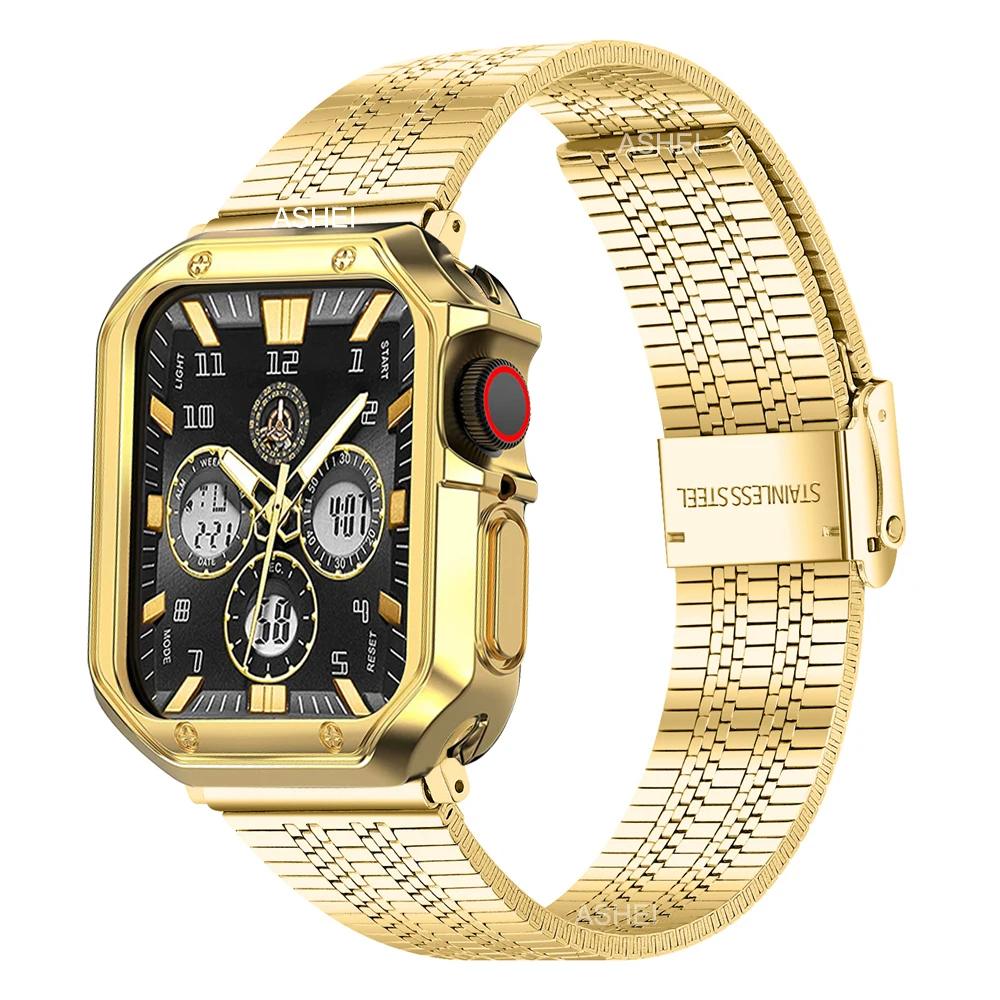 

Чехол и ремешок из нержавеющей стали для apple watch 7 45 мм 41 мм band series 6 5 4 se 44 мм 40 мм