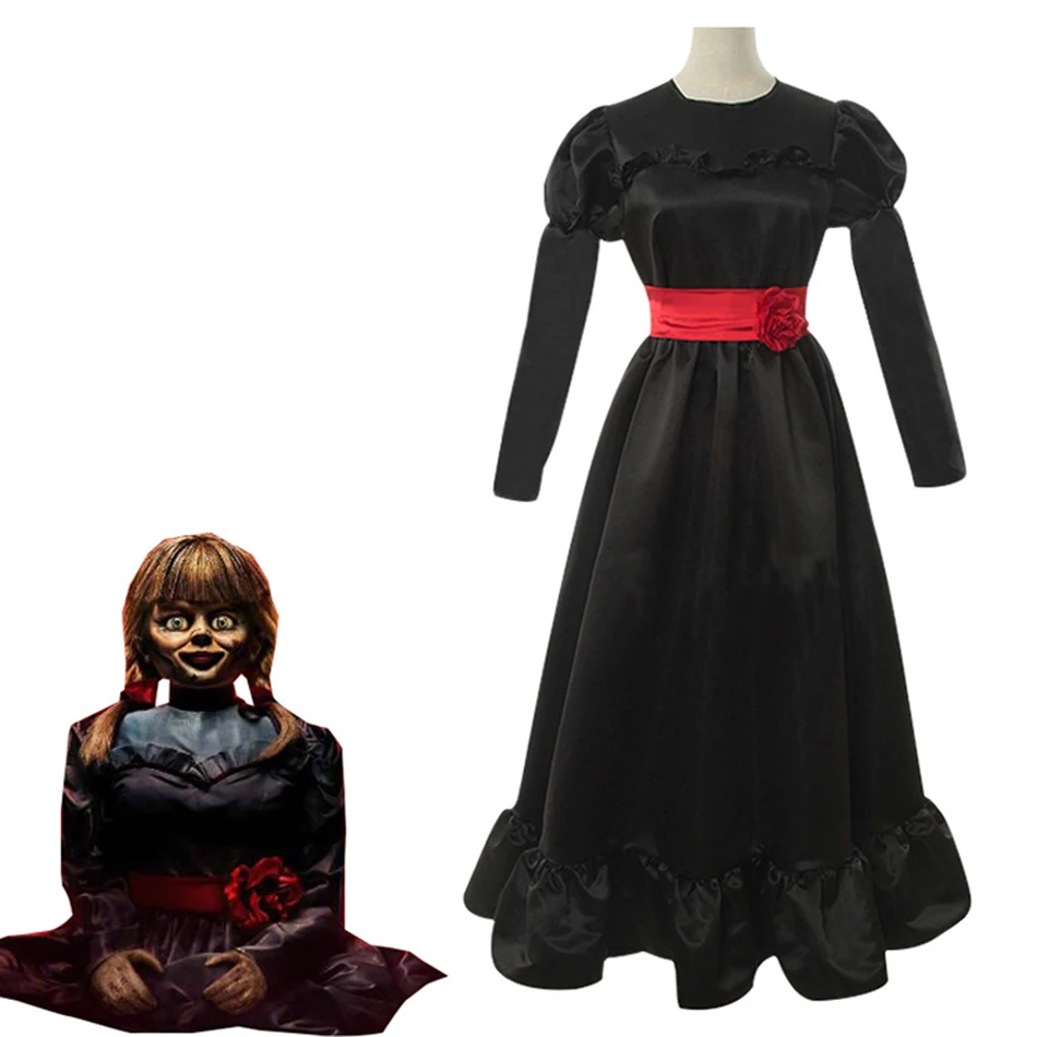 Annabelle Creates Halloween Horror Doll Black And White Dress Baby Girl Long Sleeve Cosplay Costume Fancy Dresses Party Vestidos