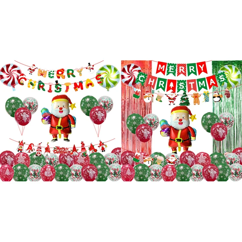 

Hot Christmas Latex Balloon Kit Merry Christmas Banner For DIY Christmas Window Background Decoration