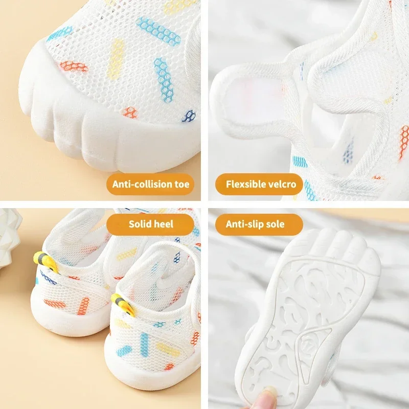 Дышащие кроссовки Sonkpuel Baby First Walkers из ткани унисекс с противоскользящей сетчатой