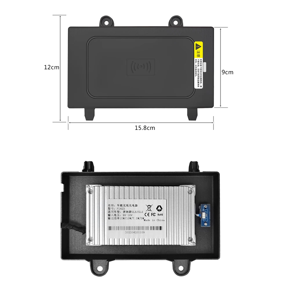 Фото Беспроводное зарядное устройство ZJCGO 15W QI для быстрой зарядки мобильных телефонов в автомобиле Mercedes-Benz GLS X167 GLE W167 V167 2019-2023 №5