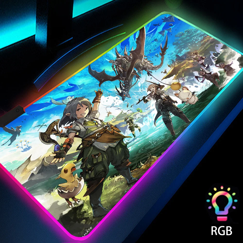 

Final Fantasy Xiv Led Rgb Gamer Mouse Pad with Backlight Mousepad 900x400 Desk Mat Pc Gamer Gaming Accessories Big Size