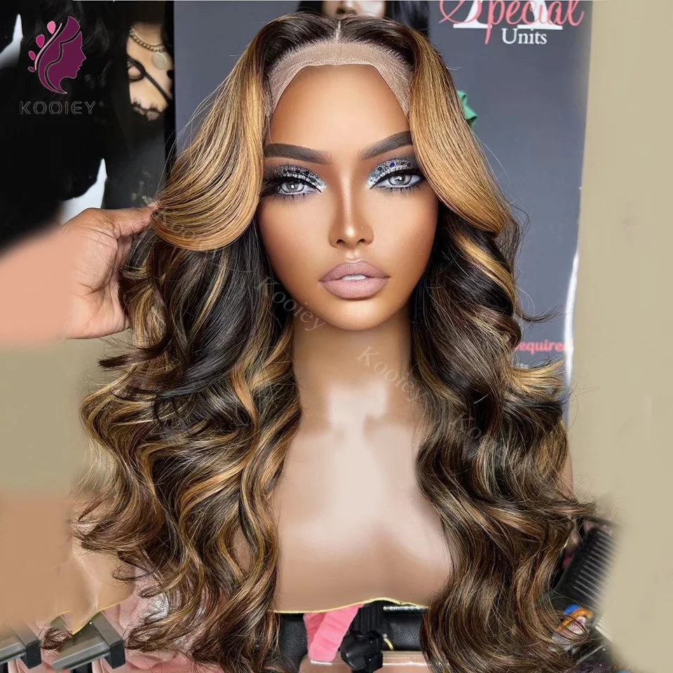 Выделите парик Ombre Body Wave 13x4 Silk Top Парик из натуральных волос Бразильский объемный