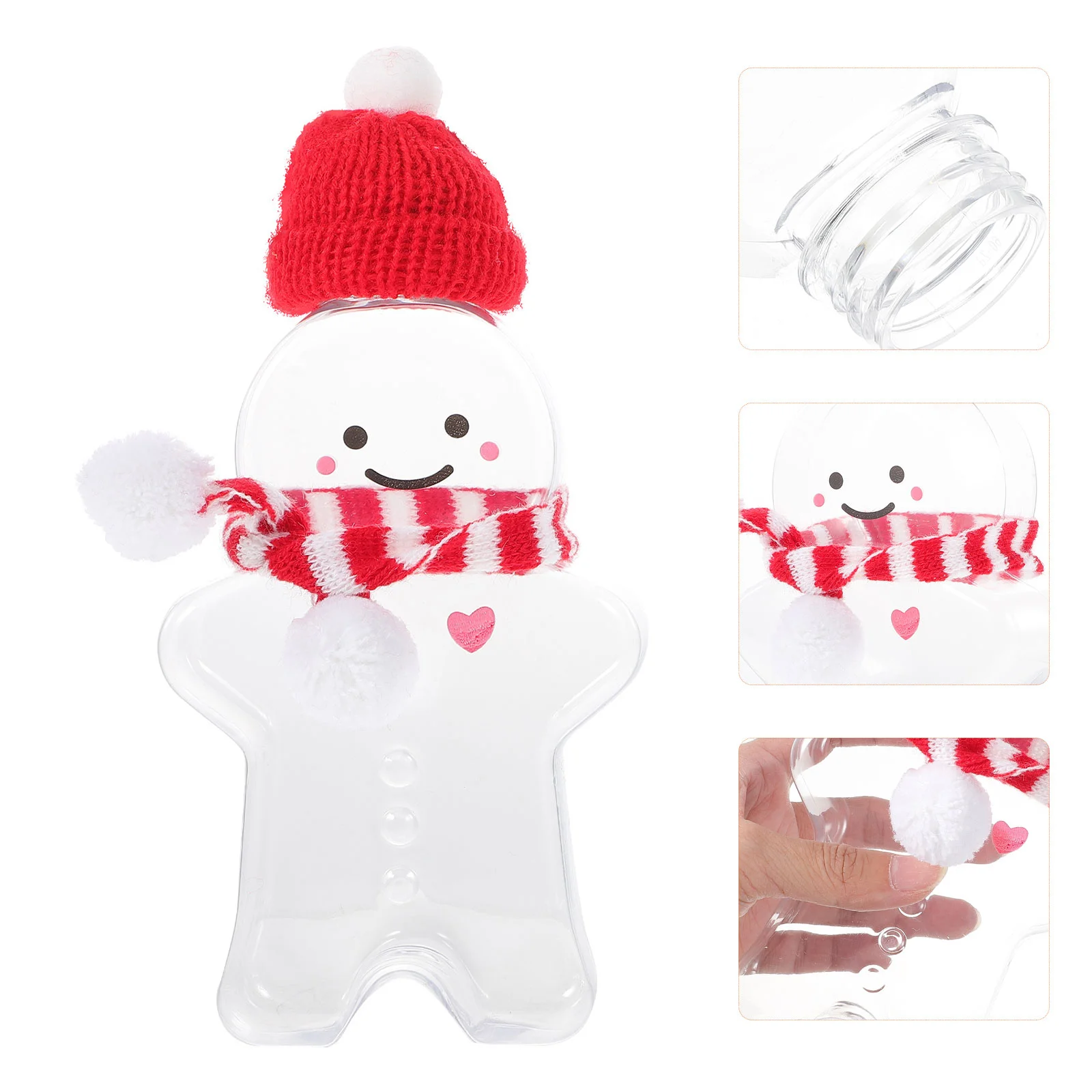 

3 Sets Empty Bottles with Hat and Scarf Christmas Gingerbread Man Container