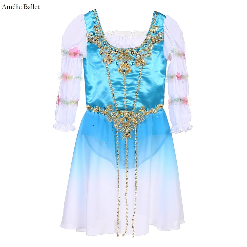 

B22206 индивидуальный профессиональный костюм для балета с длинными рукавами, с регулируемым крючком сзади и глазами, платье для выступления на сцене