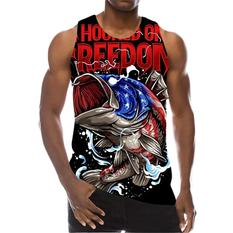 Жилет мужской с объемным рисунком рыбы