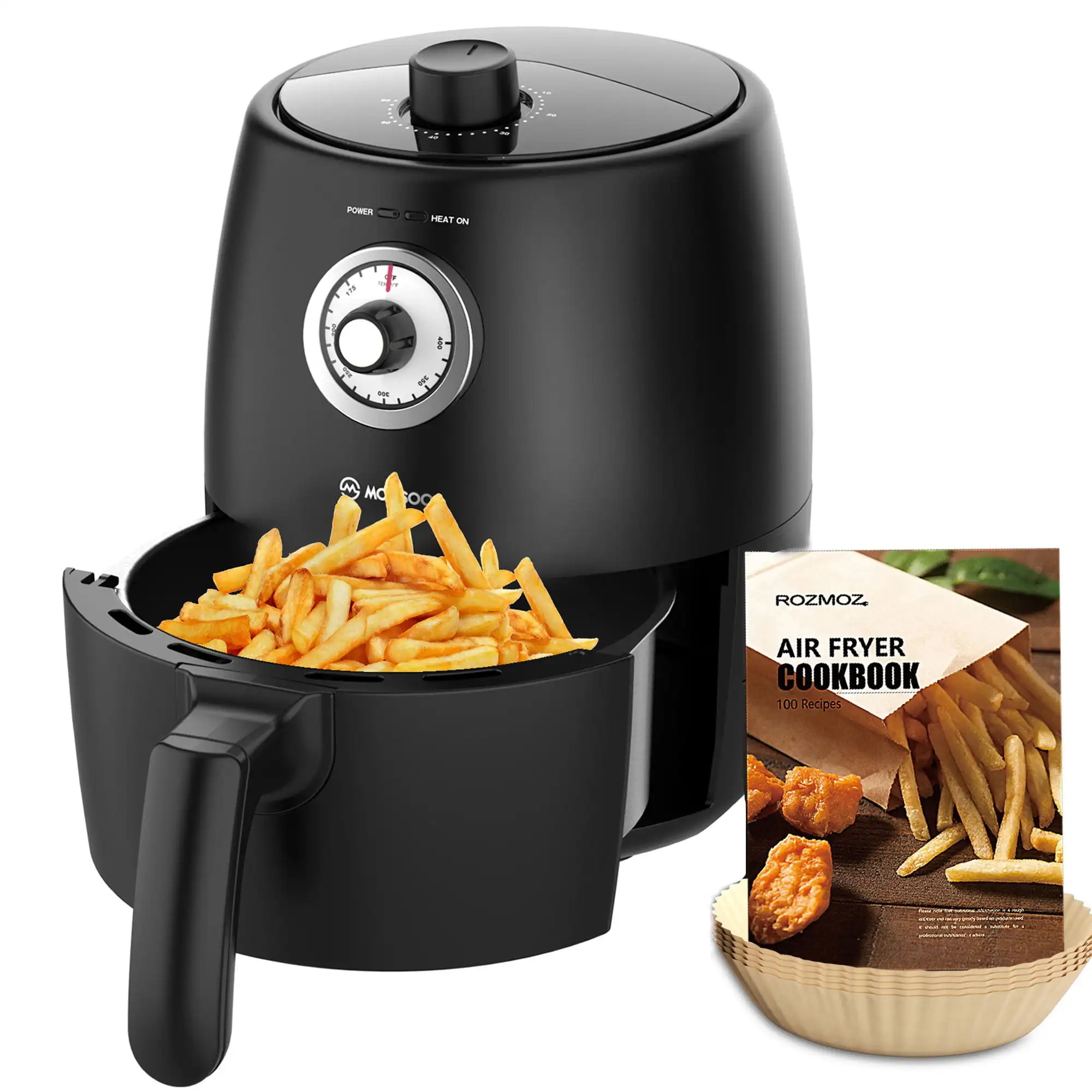 

Compact Air Fryer with 2Qt Nonstick Basket, 60 Min Timer, Black