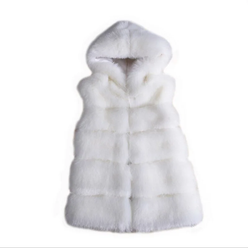 ICCLEK 2018 new autumn and winter fox fur vest hooded horizontal imitation fur vest female