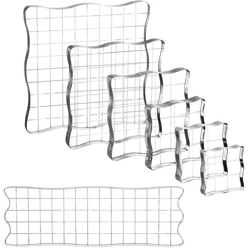 

Promotion! 7 Pieces Clear Stamp Blocks, Acrylic Stamping Blocks Tools Set with Grid for Scrapbooking Crafts, Cards, Schedule Boo