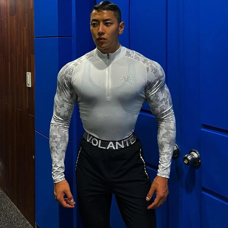 Футболка мужская облегающая с длинным рукавом эластичная компрессионная