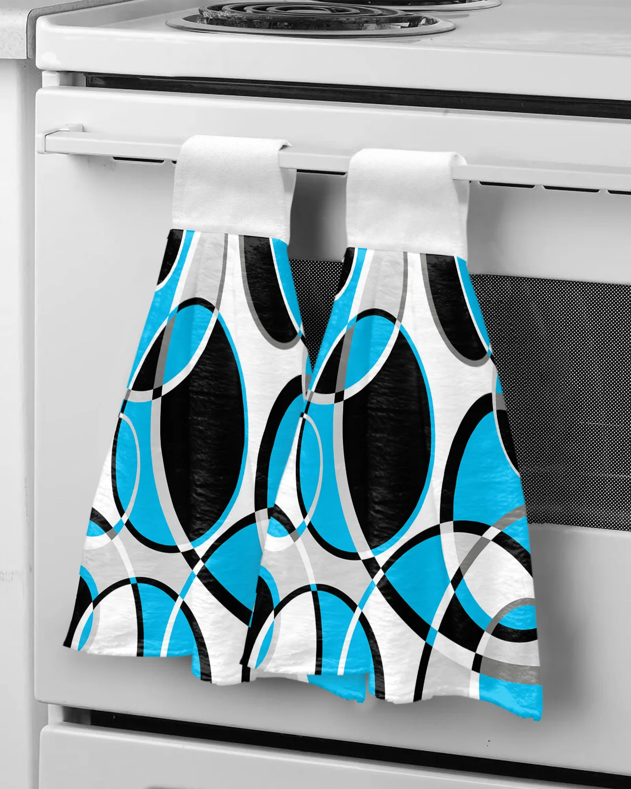 

Geometric Abstract Modern Art Blue Hand Towel Microfiber Hanging Wipes Cloth Cleaning Towel Bathroom Kitchen Tools Accessories