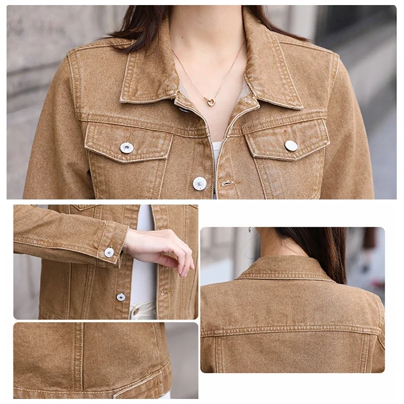 Куртка женская короткая джинсовая в ковбойском стиле винтажный укороченный топ