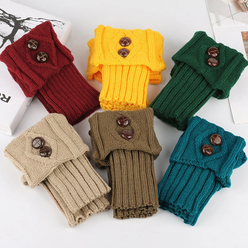 

Hot Women Knitted Winter Leg Warmers Slim Punk Short Crochet Leg Warm Socks Solid Winter Boot Cuffs Socks Boot Toppers Stockings