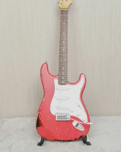 

Custom shop Michael Landau 1963 Relic ST Fiesta Red Over Sunburst Electric Guitar Alder Body, Maple Neck & Rosewood Fingerboard