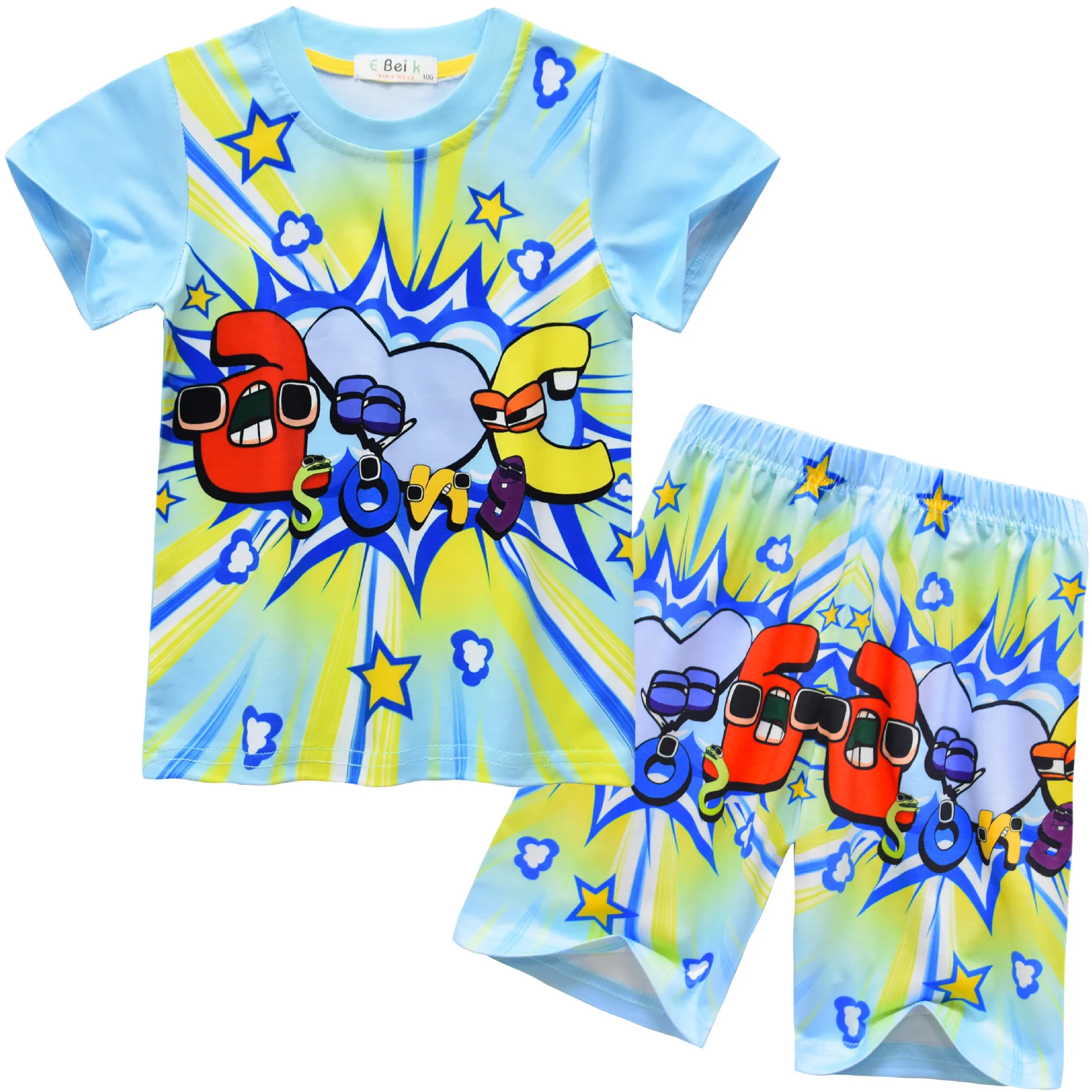 

Аниме Костюм алфавита ЛОР для маленьких мальчиков Осенняя Пижама хлопковая футболка с коротким рукавом + брюки костюм повседневная спортивная одежда для девочек