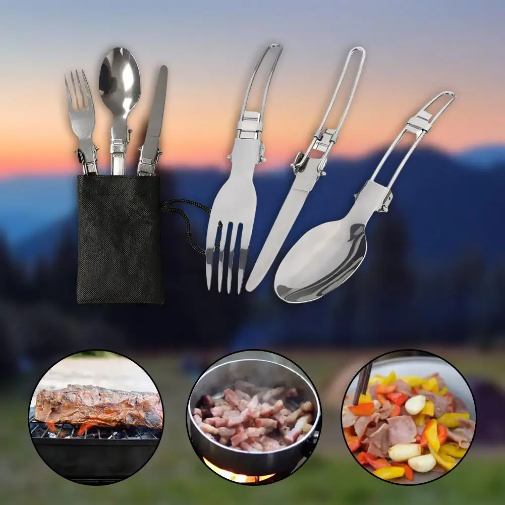 

Camping Cookware Kit 1-2 People Portable Pots Set With Bowl Fork Table Knife Spoon For Outdoor Cooking Picnic