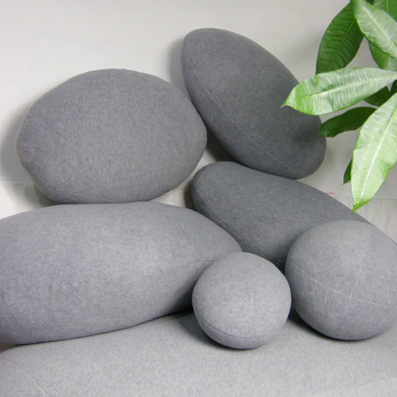 

Light Gray Pillow Plush Fake Stone Cushion Creative Simulation Pebble Pillow Sofa Home Furnishing Pillow Size 1-6