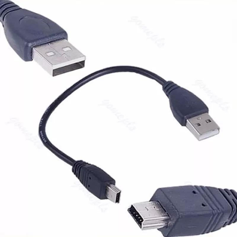 

USB Short 2.0 A Male to Mini 5 Pin B Data Charging Cable Cord Adapter