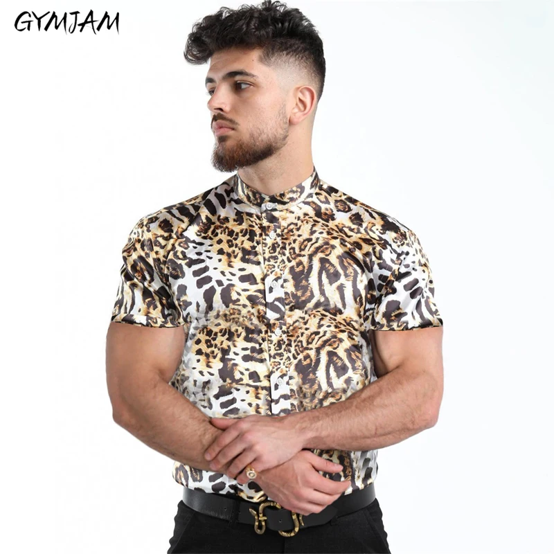 

2022 summer new fashion men's shirt printing animal leisure outdoor men's top tide brand thin quick-drying short-sleeved shirt