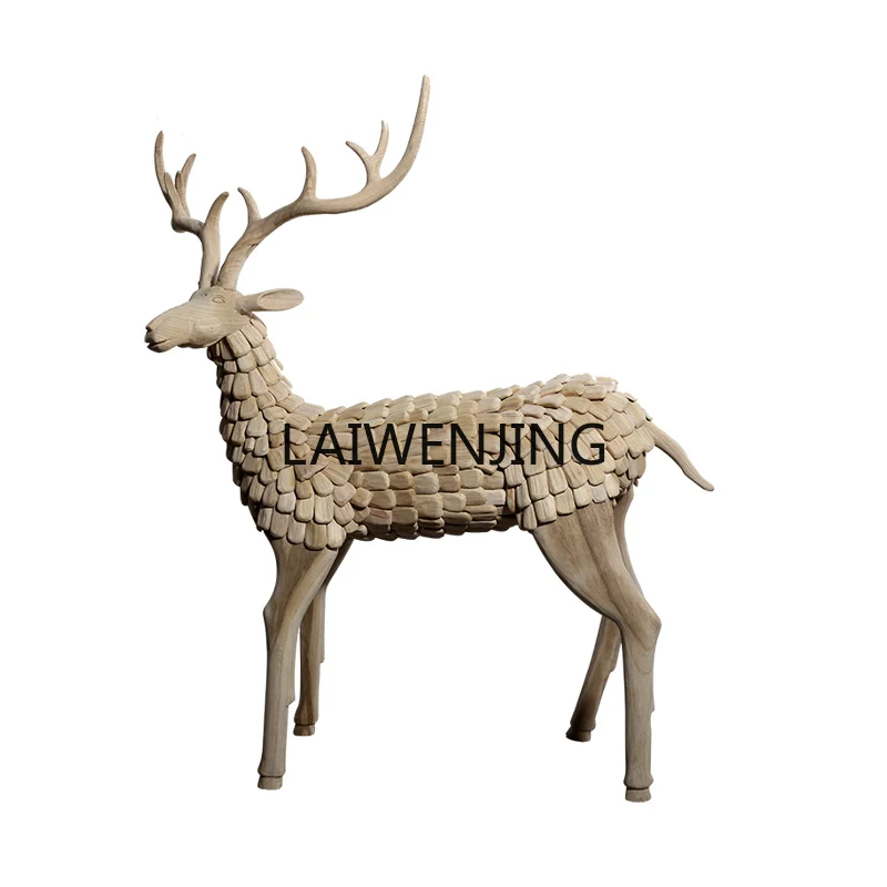 LYN вестибюль отеля дерево искусство олень большая резьба по дереву творческое