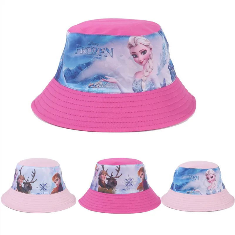 

Disney Frozen Fishing Fisherman Hat Anna Elsa Bucket Hat Spring Autumn Cartoon Girls Baby Children Hip Hop Fashion Sunhat Caps
