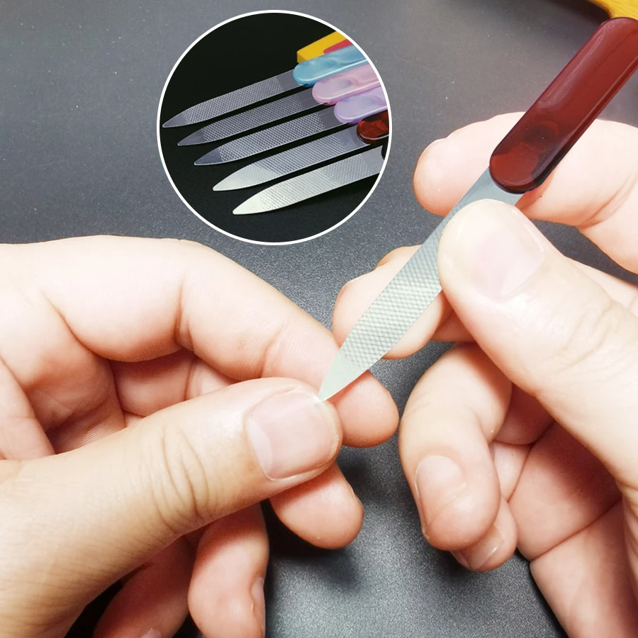 Металлические пилочки для ногтей натуральных из нержавеющей стали с острым