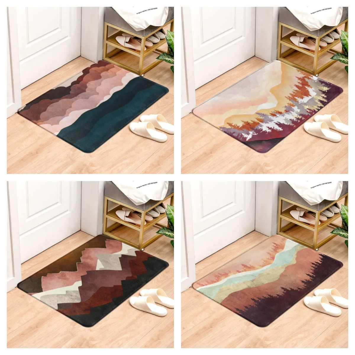 

1 Pack Autumn Mountain View Modern Kitchen Mats Home Entrance Door Mats Corridor Bathroom Living Room Non-Slip Floor Rugs