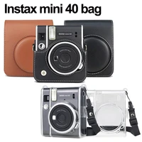 pu leather protection bag case cover for fujifilm instax mini 40 instant film photo camera with shoulder removable strap