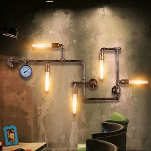 Vintage Loft Industrial Wall Light Old Water Pipe Meter Wall Lamps for Restaurant Bar Cafe Aisle Bedroom Home Decor Lighting