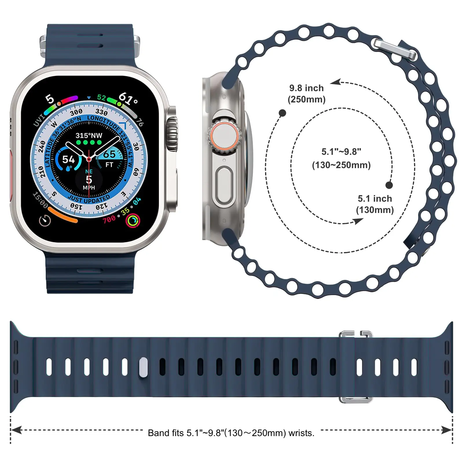 Силиконовый ремешок Ocean Band для Apple Watch 44 мм 49 45 41 40 38 42 спортивный браслет iWatch Series ultra