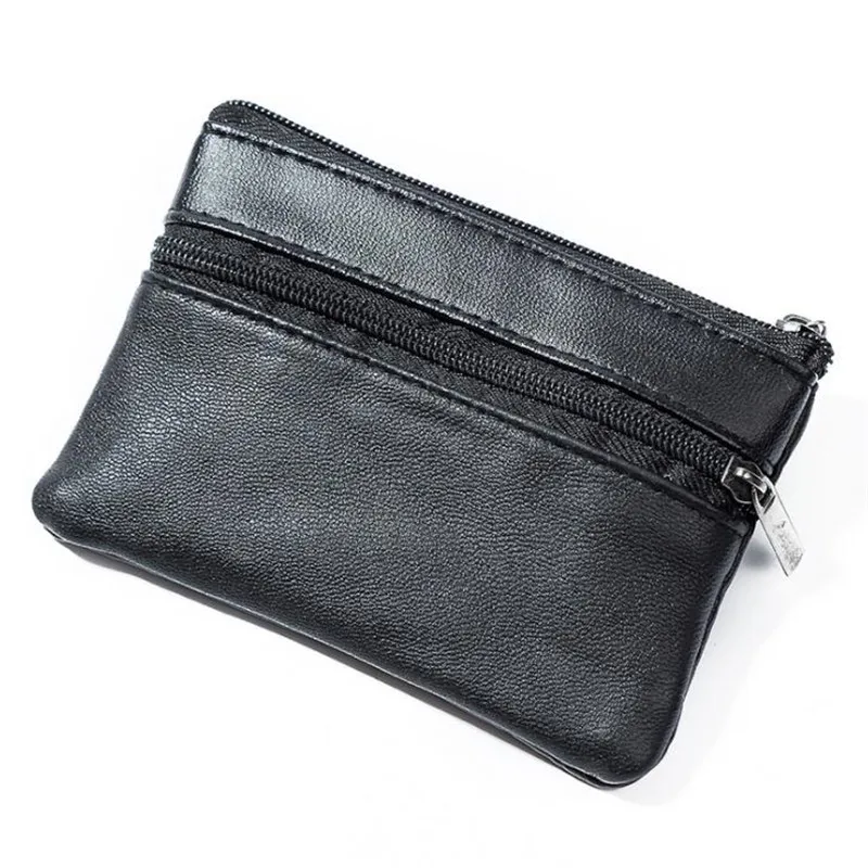 

Men's Coin Purse Black Leather Single Zipper Multi-Function Mobile Phone Coin Purse Fashion Men's Mini Wallet