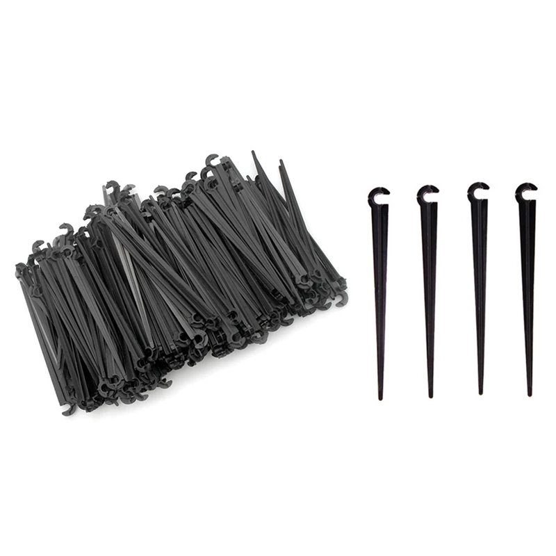 

Irrigation Drip Support Stakes 1/4 Inch Tubing Hose 200 Pack With 500 Pcs Hose Holder Plastic Bracket 11Cm